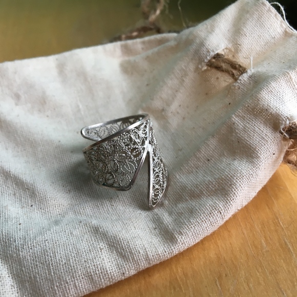 Stirling Silver Abstract Wrap Ring - Picture 2 of 2